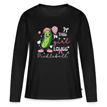 Coquette Pickleball Girl Cute Pickle - Women's Premium Organic Long Sleeve Shirt - black - Front - Julia (174cm)