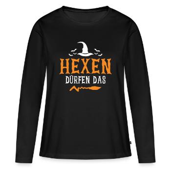 Hexen Dürfen Das Halloween  - Frauen Premium Bio Langarmshirt - Schwarz - Vorne - Julia (174cm)