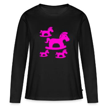 Chevaux - T-shirt manches longues Premium bio Femme - noir - Devant - Julia (174cm)