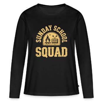 Équipe d’école du dimanche - T-shirt manches longues Premium bio Femme - noir - Devant - Julia (174cm)