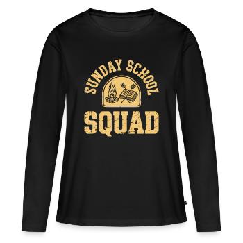 Équipe d’école du dimanche - T-shirt manches longues Premium bio Femme - noir - Devant - Julia (174cm)