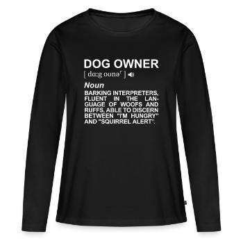 Description du propriétaire de chien - T-shirt manches longues Premium bio Femme - noir - Devant - Julia (174cm)