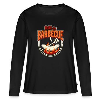 Roi du Barbecue – Logo Festif - T-shirt manches longues Premium bio Femme - noir - Devant - Julia (174cm)