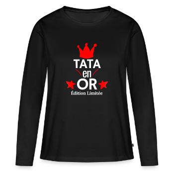 TATA en OR Édition Limitée - T-shirt manches longues Premium bio Femme - noir - Devant - Julia (174cm)