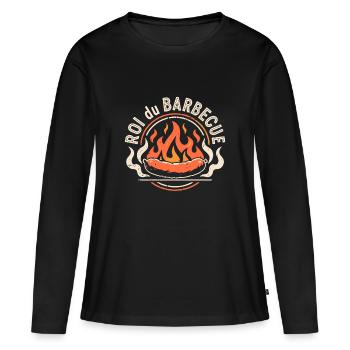 Roi du Barbecue - T-shirt manches longues Premium bio Femme - noir - Devant - Julia (174cm)