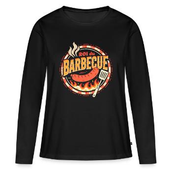 Roi du Barbecue - T-shirt manches longues Premium bio Femme - noir - Devant - Julia (174cm)