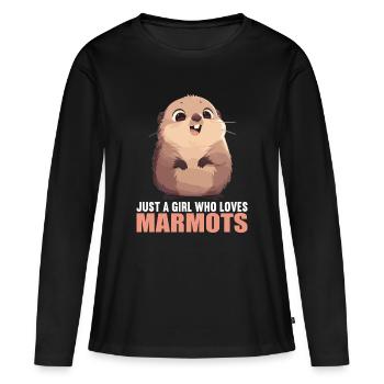 Marmottes Marmotte - T-shirt manches longues Premium bio Femme - noir - Devant - Julia (174cm)