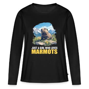 Marmottes Marmotte - T-shirt manches longues Premium bio Femme - noir - Devant - Julia (174cm)