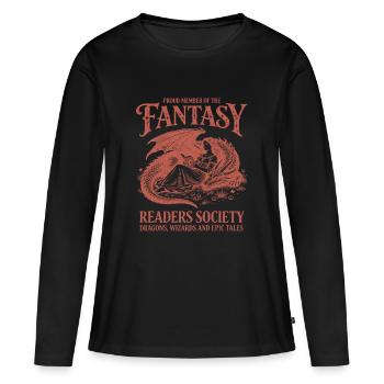 Fantastic Readers' Society Dragon fantasy - Women's Premium Organic Long Sleeve Shirt - black - Front - Julia (174cm)