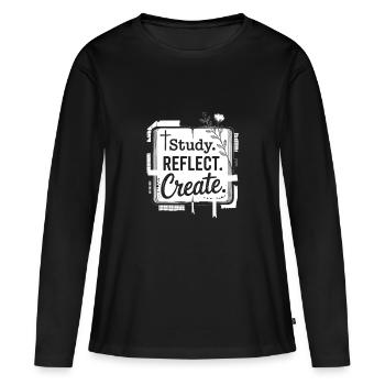 Étudier Réfléchir Créer - T-shirt manches longues Premium bio Femme - noir - Devant - Julia (174cm)