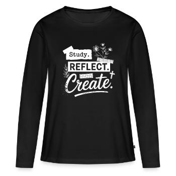 Étudier. Réfléchis. Créez. - T-shirt manches longues Premium bio Femme - noir - Devant - Julia (174cm)
