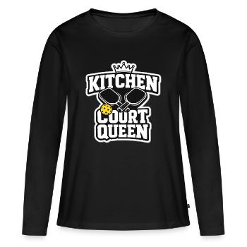 Reine de la Cour de la Cuisine - T-shirt manches longues Premium bio Femme - noir - Devant - Julia (174cm)