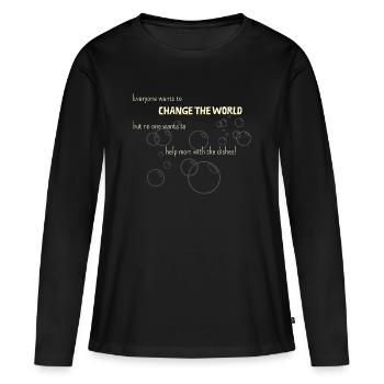 Weltverbesserer mit mangelder Mutterliebe ;) - Frauen Premium Bio Langarmshirt - Schwarz - Vorne - Julia (174cm)