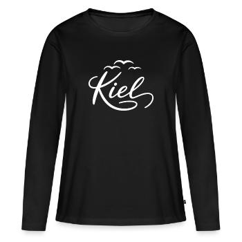 Mouettes de Kiel Ville hanséatique de Kiel - T-shirt manches longues Premium bio Femme - noir - Devant - Julia (174cm)