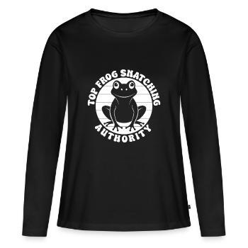 Attrape-grenouilles, meilleure autorité de la capture de grenouilles, grenouille - T-shirt manches longues Premium bio Femme - noir - Devant - Julia (174cm)