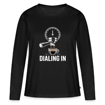 Rituel de l’espresso en phase - T-shirt manches longues Premium bio Femme - noir - Devant - Julia (174cm)