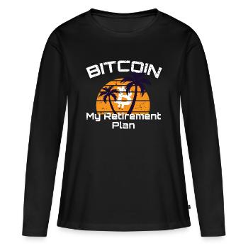 Bitcoin - 21 millions - Cryptomonnaie - T-shirt manches longues Premium bio Femme - noir - Devant - Julia (174cm)