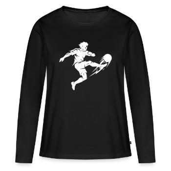 Silhouette du footballeur - T-shirt manches longues Premium bio Femme - noir - Devant - Julia (174cm)