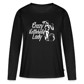 Gym Junkies Crazy Kettlebell Lady Calisthenics - Women's Premium Organic Long Sleeve Shirt - black - Front - Julia (174cm)