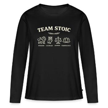 Équipe Stoïciens Vertus - T-shirt manches longues Premium bio Femme - noir - Devant - Julia (174cm)