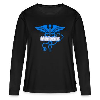 Médecins Caduceus Bleu  - T-shirt manches longues Premium bio Femme - noir - Devant - Julia (174cm)
