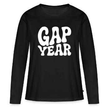 Lettrage rétro de l’année sabbatique - T-shirt manches longues Premium bio Femme - noir - Devant - Julia (174cm)