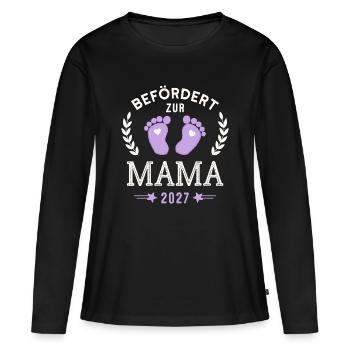 Befördert zur Mama 2027 Werdende Mama - Frauen Premium Bio Langarmshirt - Schwarz - Vorne - Julia (174cm)