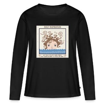 Mer de Tranquillité et de Pensées - T-shirt manches longues Premium bio Femme - noir - Devant - Julia (174cm)