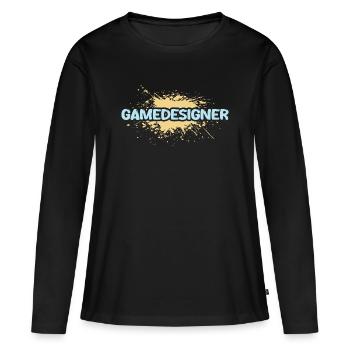 Profession Concepteur de jeux - T-shirt manches longues Premium bio Femme - noir - Devant - Julia (174cm)