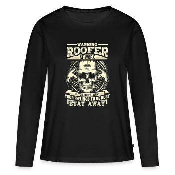 Crâne de couvreur : Cadeau de bricoleur à distance - T-shirt manches longues Premium bio Femme - noir - Devant - Julia (174cm)
