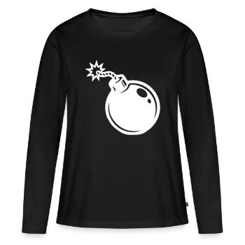 Icône de la bombe - T-shirt manches longues Premium bio Femme - noir - Devant - Julia (174cm)