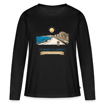 Canet en Roussillon - Promenade Méditerranéenne - T-shirt manches longues Premium bio Femme - noir - Devant - Julia (174cm)