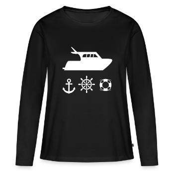 Motorboot - Frauen Premium Bio Langarmshirt - Schwarz - Vorne - Julia (174cm)