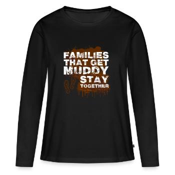 Families muddy Schlammlauf Mud Run Muddy Race - Frauen Premium Bio Langarmshirt - Schwarz - Vorne - Julia (174cm)