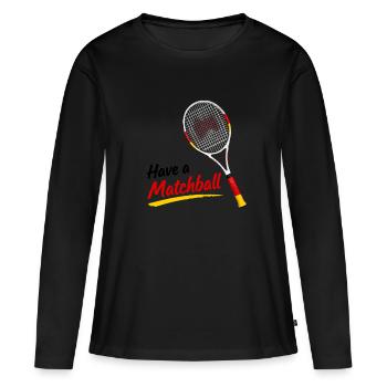 Matchball Tennis Logo – Herzform - Frauen Premium Bio Langarmshirt - Schwarz - Vorne - Julia (174cm)