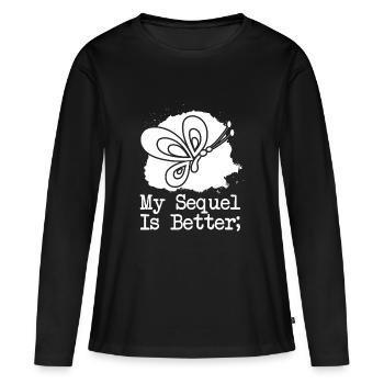 Point-virgule : ma suite est meilleure, point-virgule - T-shirt manches longues Premium bio Femme - noir - Devant - Julia (174cm)