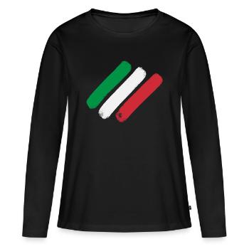 Drapeau italien - Bandes - T-shirt manches longues Premium bio Femme - noir - Devant - Julia (174cm)