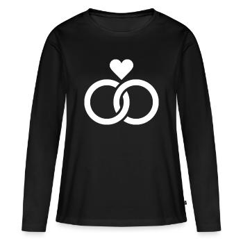Hochzeit, Verlobung, Hochzeitsfeier - Frauen Premium Bio Langarmshirt - Schwarz - Vorne - Julia (174cm)