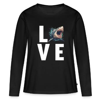 Grand requin blanc Grand requin blanc - T-shirt manches longues Premium bio Femme - noir - Devant - Julia (174cm)