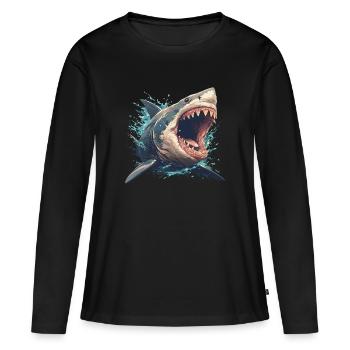 Grand requin blanc Grand requin blanc - T-shirt manches longues Premium bio Femme - noir - Devant - Julia (174cm)