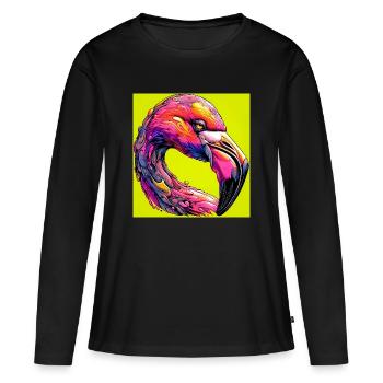 Flamant - T-shirt manches longues Premium bio Femme - noir - Devant - Julia (174cm)