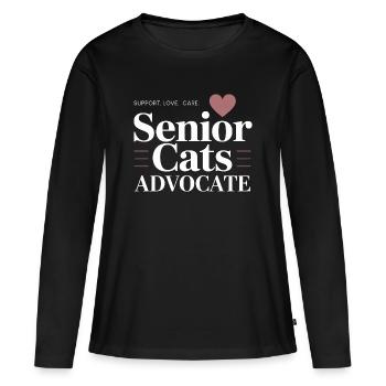 Défenseur des chats seniors - T-shirt manches longues Premium bio Femme - noir - Devant - Julia (174cm)