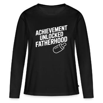 Succès Débloqué Paternité - T-shirt manches longues Premium bio Femme - noir - Devant - Julia (174cm)