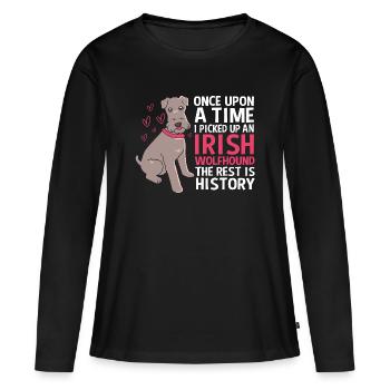 Irischer Wolfshund - Frauen Premium Bio Langarmshirt - Schwarz - Vorne - Julia (174cm)