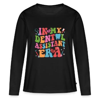 Dicton coloré de motivation pour assistant dentaire - T-shirt manches longues Premium bio Femme - noir - Devant - Julia (174cm)