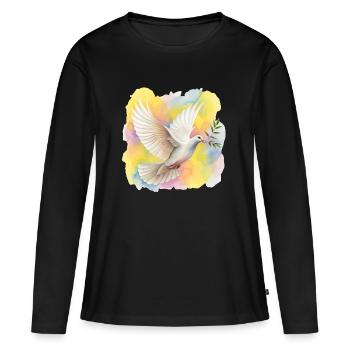 Colombe de la Paix - T-shirt manches longues Premium bio Femme - noir - Devant - Julia (174cm)