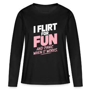 Je flirte pour le plaisir Rencontres Flirt Anmachspruch célibataire - T-shirt manches longues Premium bio Femme - noir - Devant - Julia (174cm)