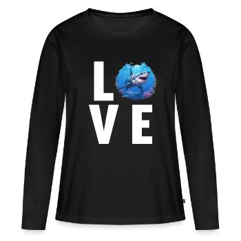 Grand requin blanc Grand requin blanc - T-shirt manches longues Premium bio Femme - noir - Devant - Julia (174cm)
