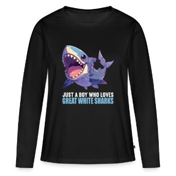 Grand requin blanc Grand requin blanc - T-shirt manches longues Premium bio Femme - noir - Devant - Julia (174cm)