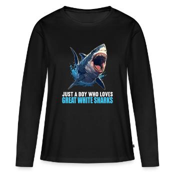 Grand requin blanc Grand requin blanc - T-shirt manches longues Premium bio Femme - noir - Devant - Julia (174cm)